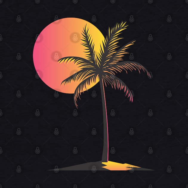 Sunny Day on the Island Retro Sun palm tree by Ed's Afrika